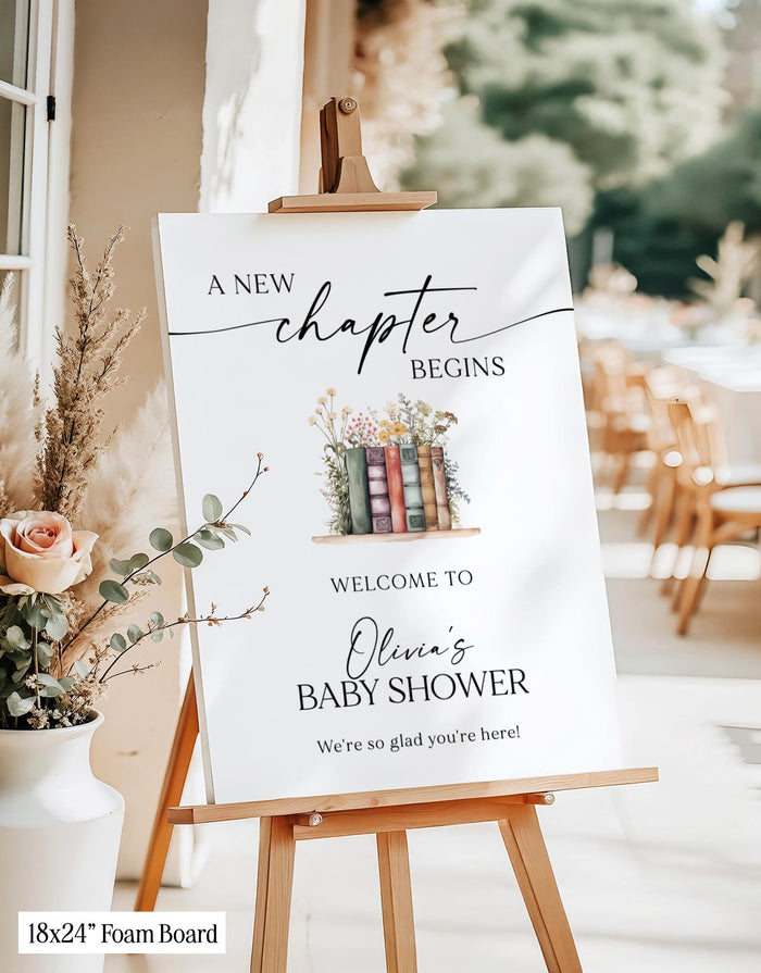 A New Chapter Begins Baby Shower Welcome Sign | Gender Neutral