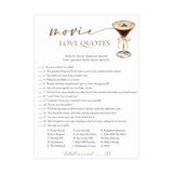 Movie Love Quotes Bridal Shower Game | Love is Brewing Espresso Martini
