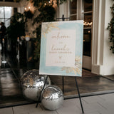 Blue Pampas Grass Baby Shower Welcome Sign | Boho Baby Shower PG2