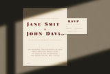 Burgundy Wedding Invitation and Rsvp Set | Minimalist Cream Invite Envelopes
