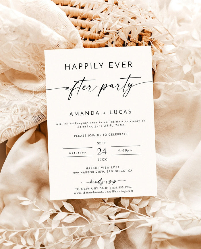 Happily Ever After Party Reception Invitation with Envelopes | Elopement