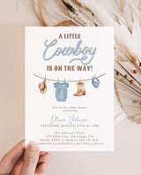A Cowboy Is On The Way Baby Shower Invitation | Little Boy Western Theme 5x7 - Printed Invitation by Wild Bloom Design Studio
