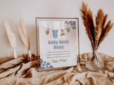 Baby Sock Hunt Baby Shower Sign 8x10 | Blue Cowboy Western