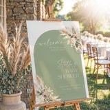 Boho Sage Green Baby Shower Welcome Sign | Pampas Grass Poster