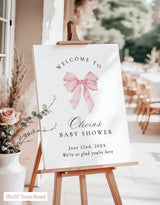 Pink Bow Baby Shower Welcome Sign | Coquette