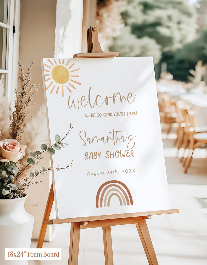 Rainbow Baby Shower Welcome Sign