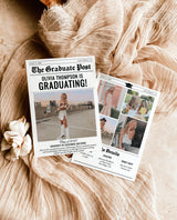 Newspaper Graduation Party Invitation with Envelopes | Personalized Photo Modern Grad
