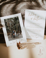 Photo Elopement Announcement with Envelopes | We Tied the Knot Minimalist Wedding Card 5x7