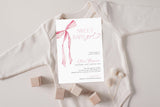 Sweet Baby Girl Baby Shower Invitation | Pink Bow