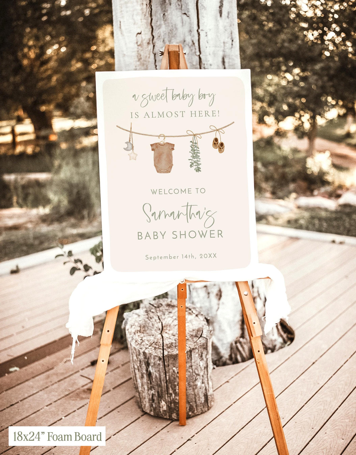 Baby Clothesline Shower Welcome Sign | Boho Gender Neutral