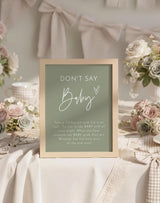 Don't Say Baby Sign | Minimalist Baby Shower Game Sign 8x10 BM1