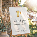 Bubbles and Brews Engagement Party Welcome Sign | She Said Yes Beers and Cheers |