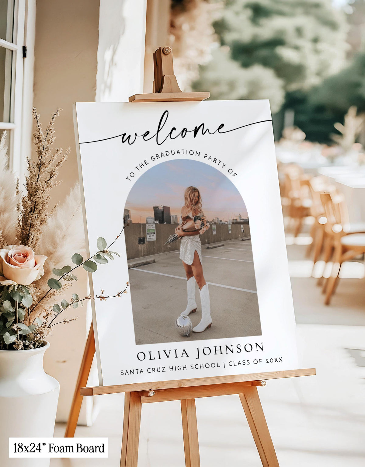 Graduation Party Welcome Sign | Custom Photo Modern Minimalist