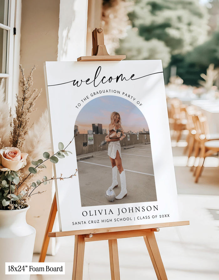 Graduation Party Welcome Sign | Custom Photo Modern Minimalist