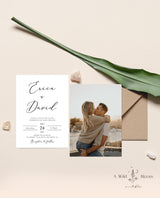 Minimalist Wedding Invitation with Envelopes | Modern Photo Wedding Invite 5x7