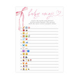 Emoji Pictionary Game Baby Shower Game | Pink Bow