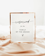 Reserved for Family Wedding Sign | Seating Modern Minimalist