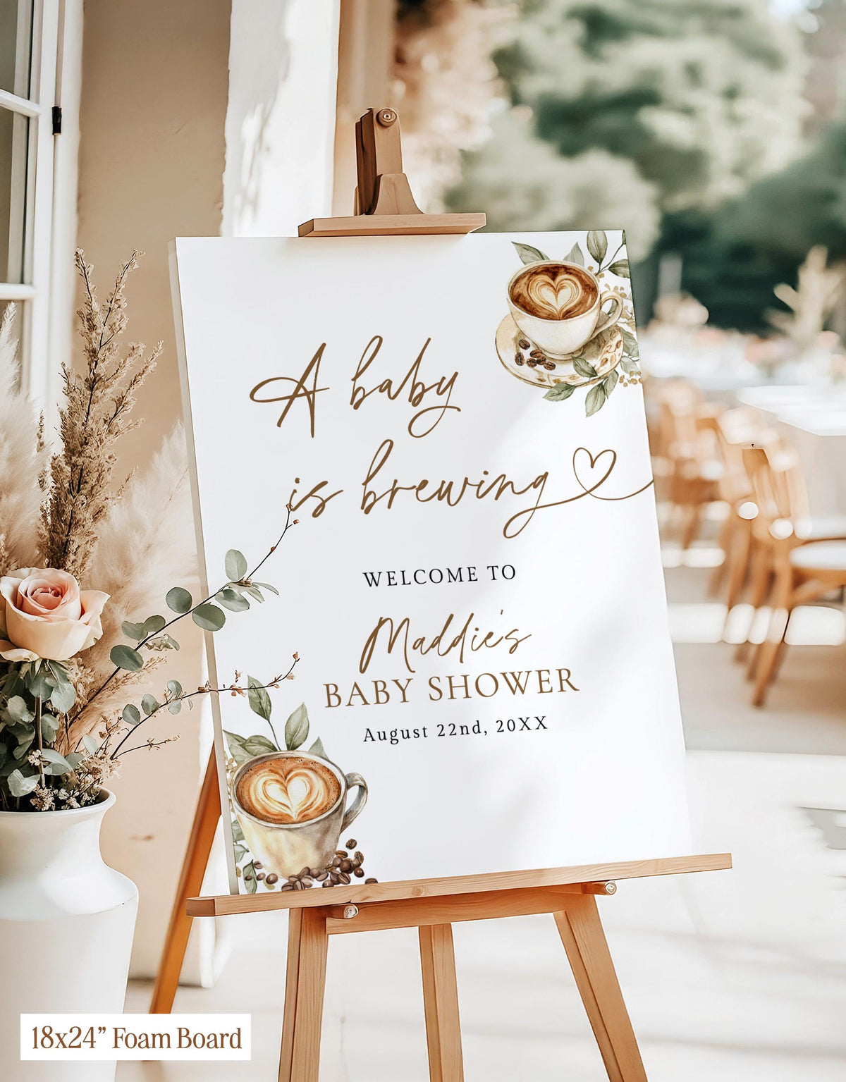A Baby is Brewing Shower Welcome Sign | Espresso Coffee Theme