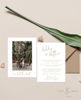 Photo Elopement Announcement with Envelopes | We Tied the Knot Minimalist Wedding Card 5x7