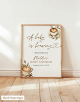 A Baby is Brewing Shower Welcome Sign | Espresso Coffee Theme - close-up detail
