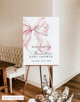 Pink Bow Baby Shower Welcome Sign | Coquette Theme