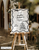 Champagne Engagement Party Welcome Sign | Modern Wedding Handwritten Calligraphy Theme