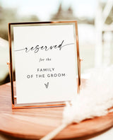 Reserved for Family Wedding Sign | Seating Modern Minimalist