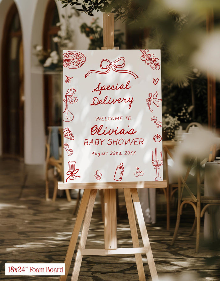 Special Delivery Baby Shower Invite | Pizza Welcome Italian Theme