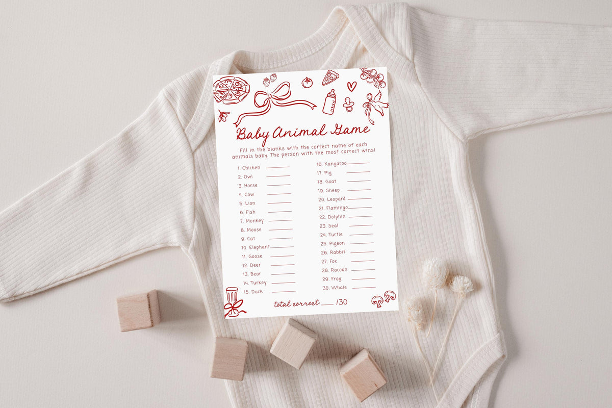 Baby Animal Name Game Baby Shower Game | Pizza Baby Shower | Special Delivery