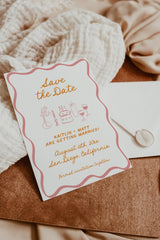 Save the Date | Retro Wavy Hand Drawn