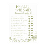 He Said She Said Bridal Shower Game | Fresh Off the Market