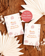 Hand Drawn Bridesmaid Proposal Card with Envelopes | Whimsical Bow Disco Theme