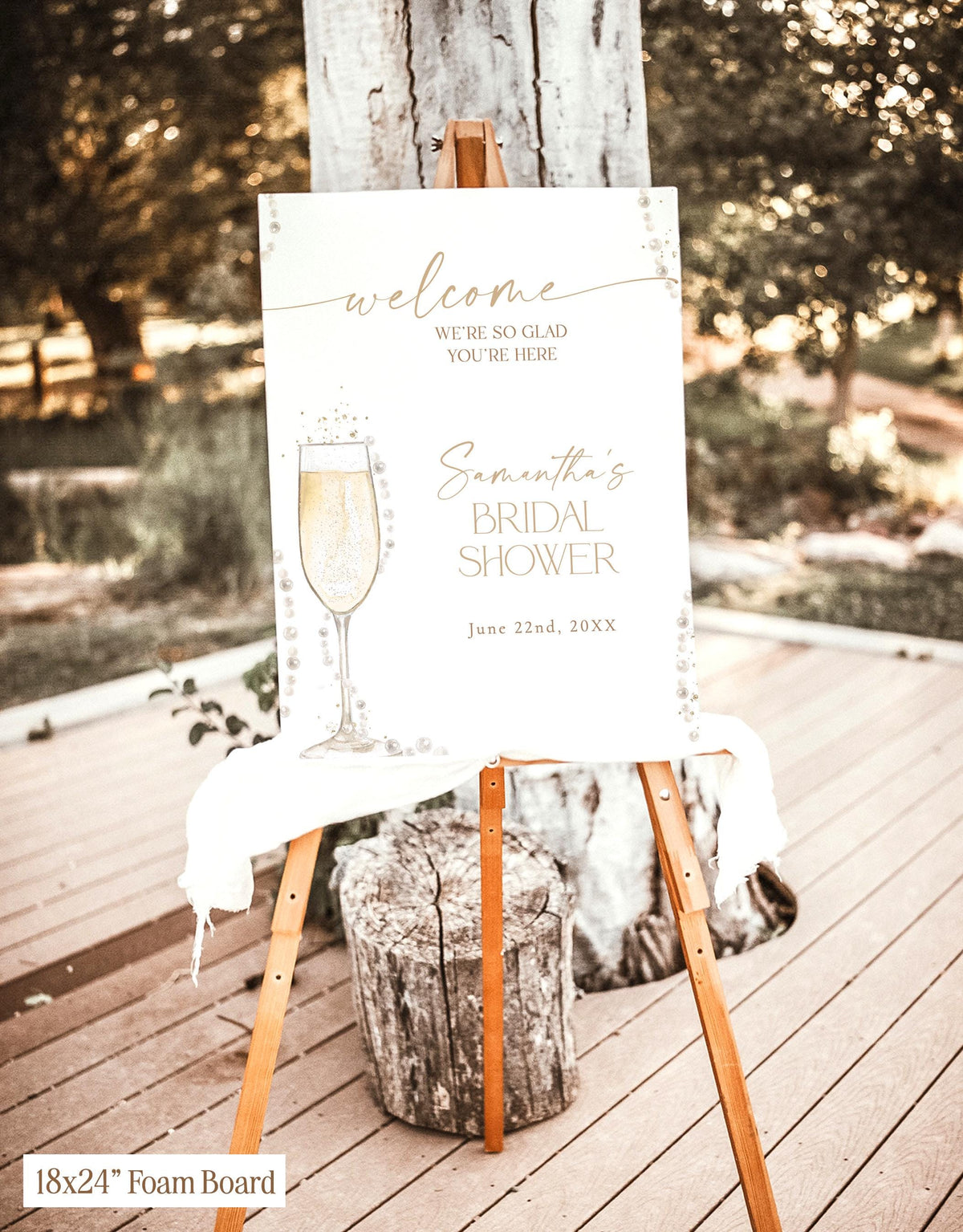 Pearls and Prosecco Welcome Sign | Bridal Brunch Shower Bubbly