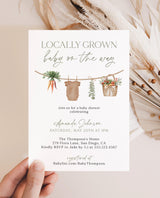 Locally Grown Baby Shower Invitation with Envelopes | Farmers Market Veggie Theme