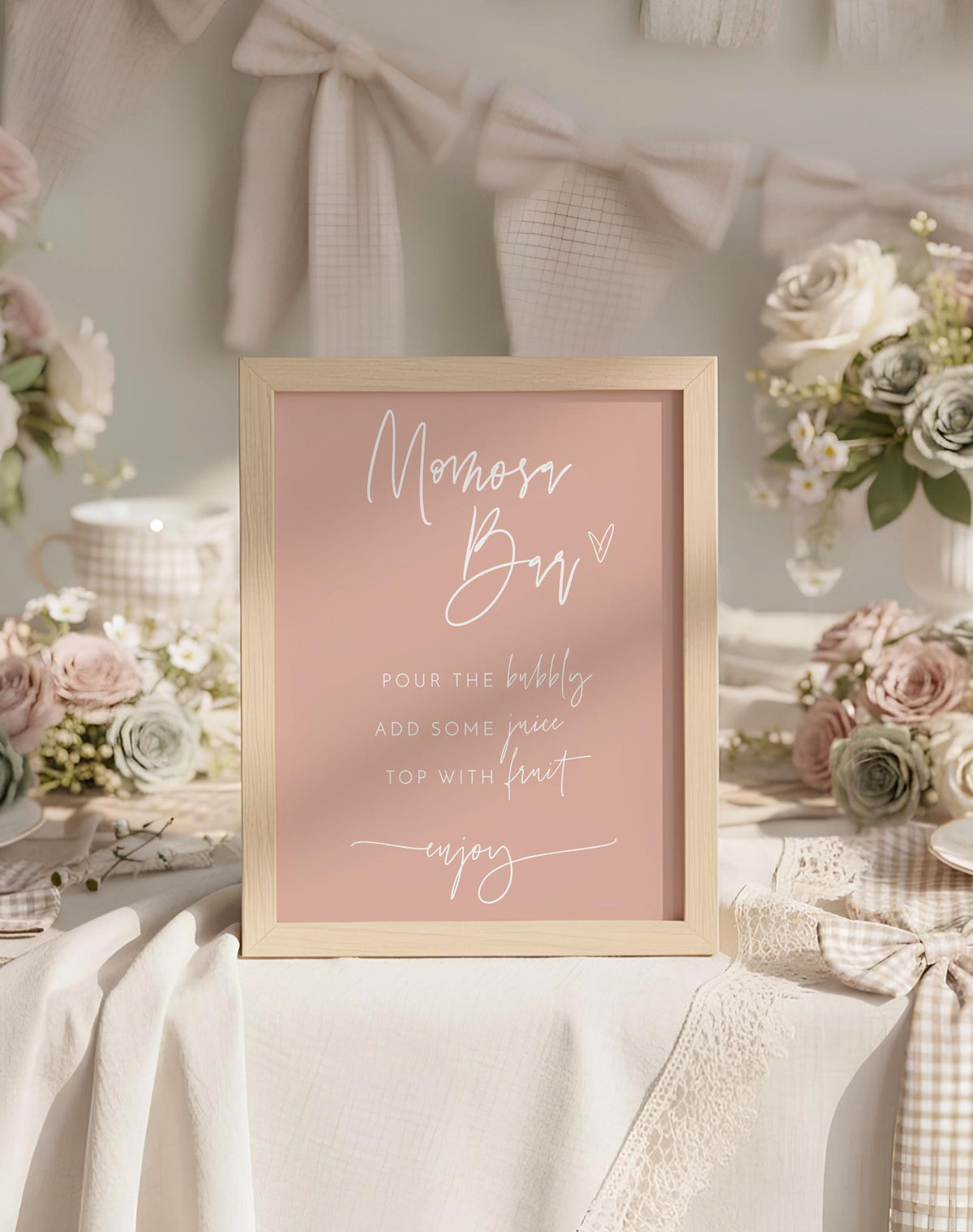 Momosa Bar Sign | Boho Blush Pink Baby Shower Bar Sign 8x10 BM1