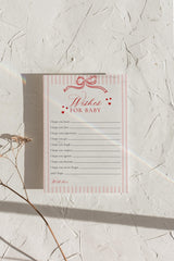Wishes for Baby Card | Red Bow Shower Pink