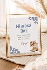 Mimosa Bar Baby Shower Sign 8x10 | Blue Cowboy Western