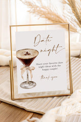 Date Night Ideas Bridal Shower Sign | Love is Brewing Espresso Martini