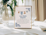 Late Night Diapers Baby Shower Sign 8x10 | Blue Cowboy Western