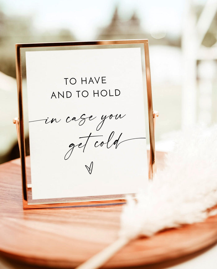 Wedding Blanket Sign | Minimalist Favor Have Hold