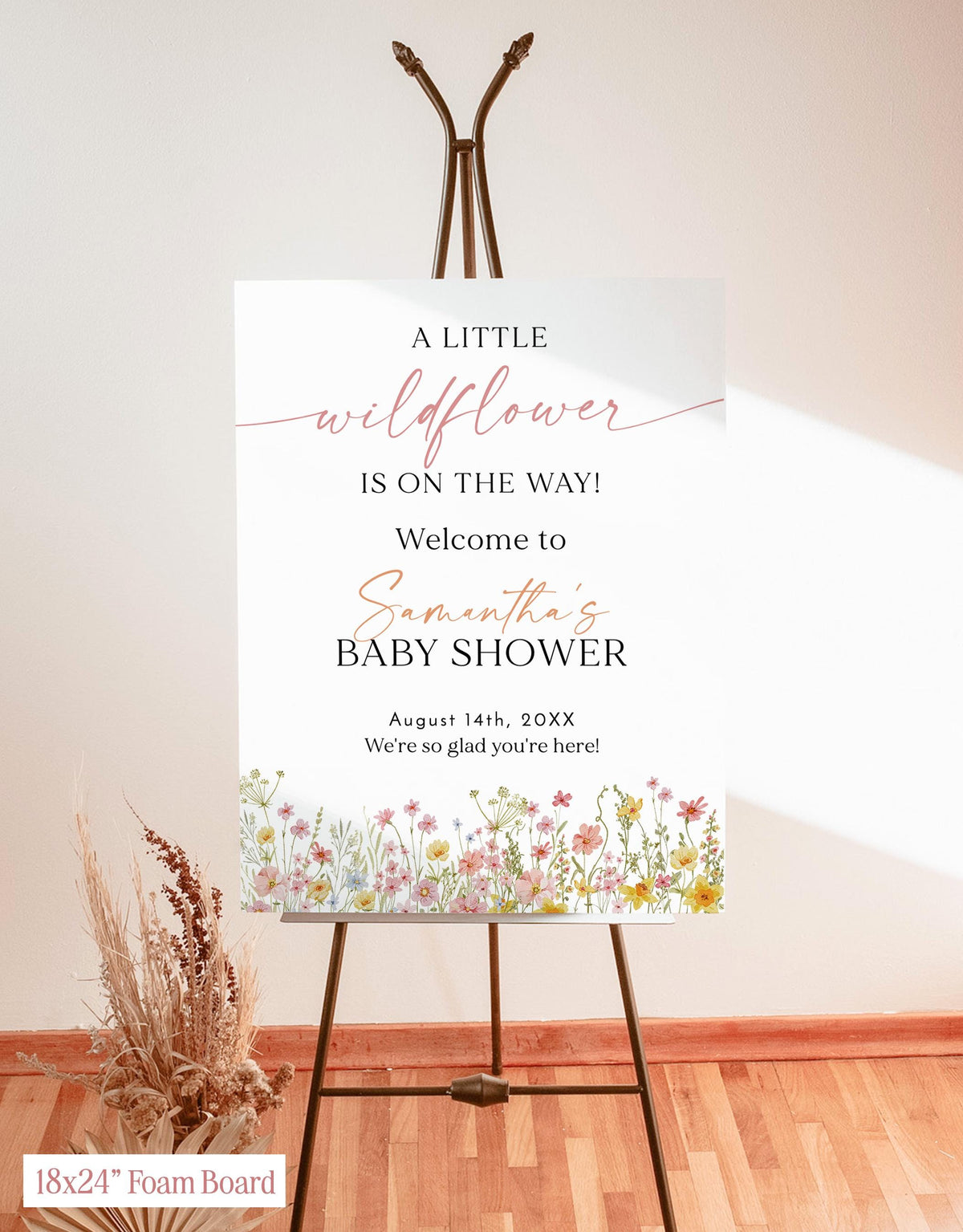 A Little Wildflower is On The Way Baby Shower Welcome Sign