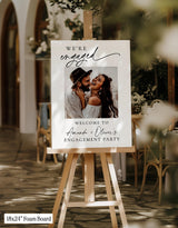 We're Engaged Welcome Sign | Modern Personalized Photo
