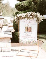 A New Chapter Bridal Shower Welcome Poster | Floral Storybook Handwritten Spring - close-up detail