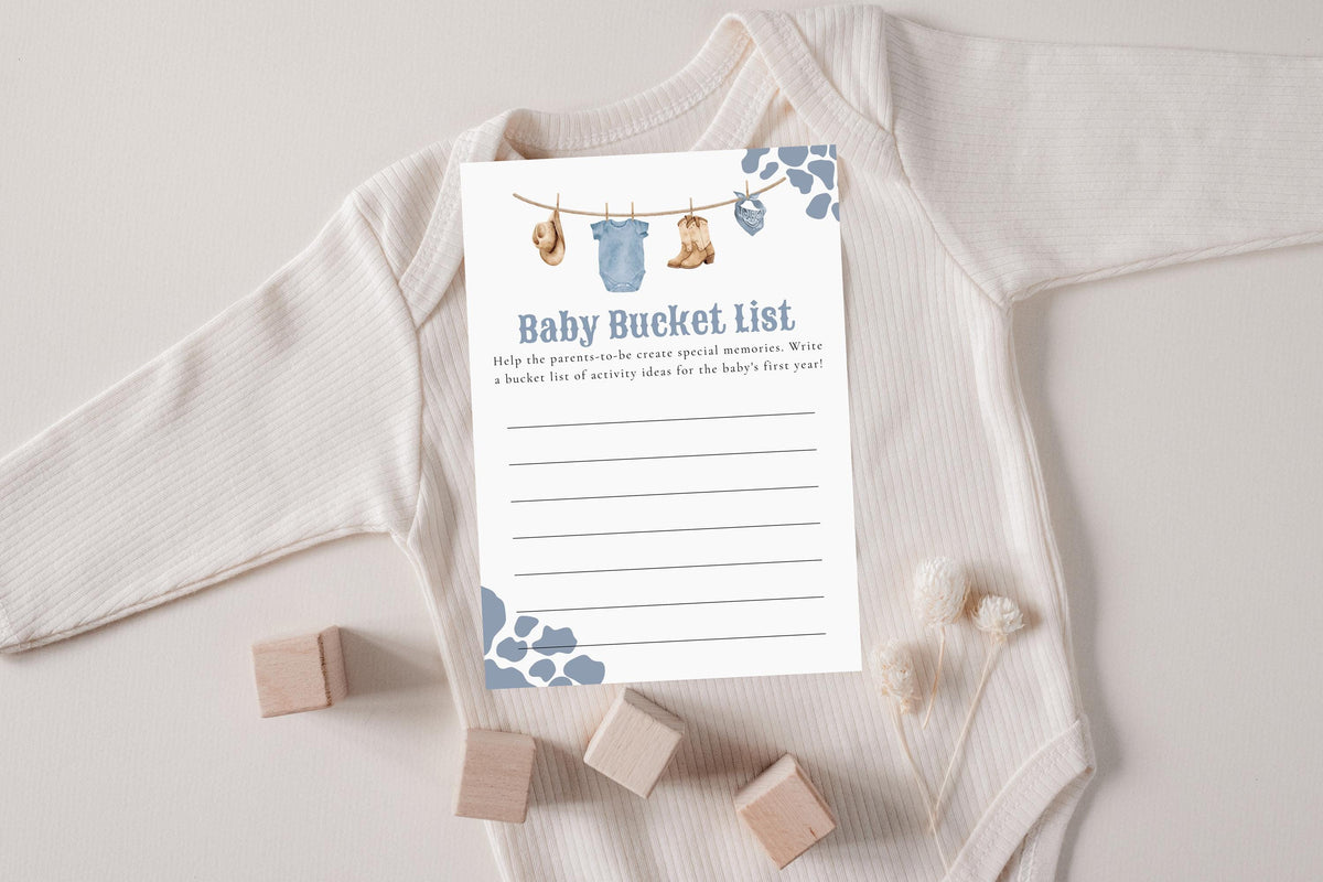 Baby Bucket List Baby Shower Game | Blue Cowboy Western