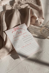 Baby Predictions and Advice Card | Red Bow Shower Pink