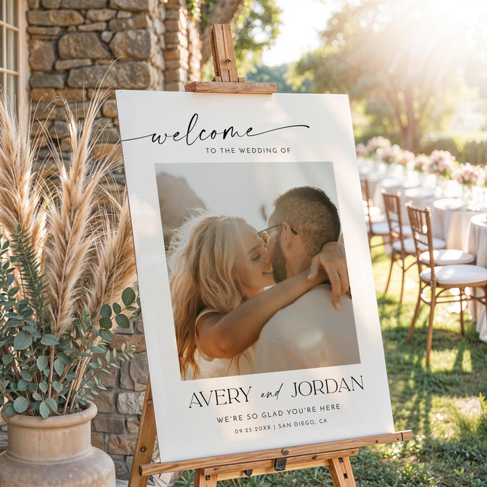 Minimalist Photo Wedding Welcome Sign | Modern Personalized