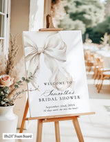 White Bow Bridal Shower Welcome Sign | Ivory Coquette