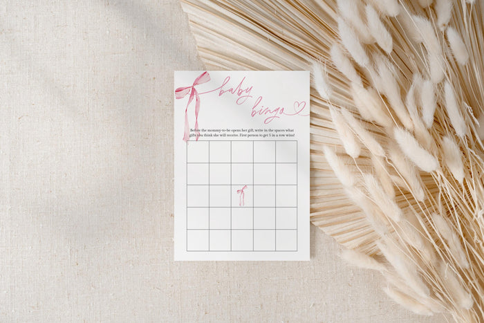 Baby Bingo Game Baby Shower Game | Pink Bow