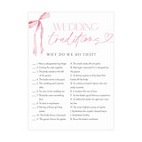 Wedding Traditions Game Bridal Shower Game | Pink Bow