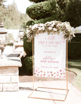 Heart Baby Shower Welcome Sign | Little Sweetheart On The Way Pink Valentines